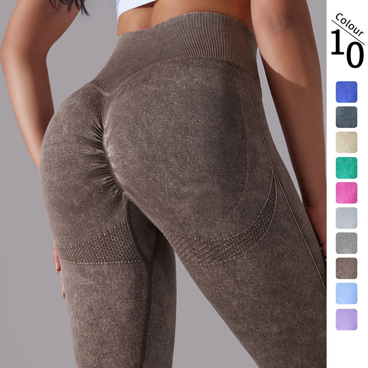 Seamless Moon-Wash High-Waist Peach Lift Yoga Leggings – 9/10 Length