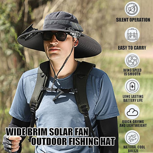 Solar Cooling Hat 2025 – 2 Fans, Adjustable Visor & Sweat-Absorbent, 30-Day Warranty