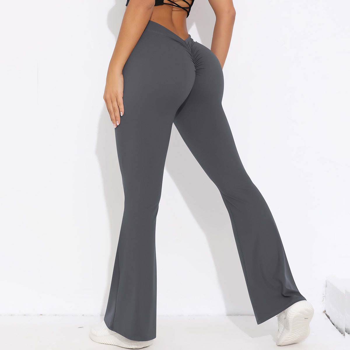 Brushed V-Waist High-Waist Wide-Leg Yoga Pants – 9/10 Length