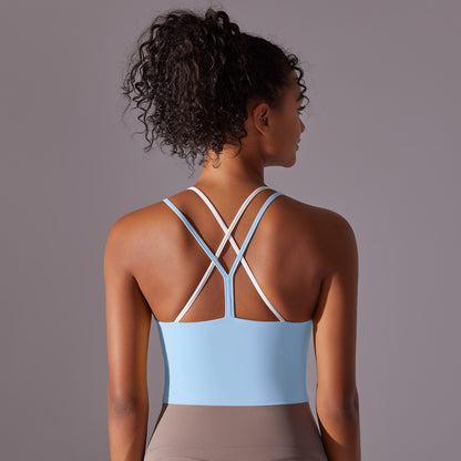 Double-Layer Cross-Back Yoga Bra