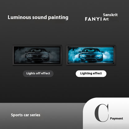 Luxury aluminum car decal lamp-led sound bar & ambient light for Office/PC desk, racing car Wall art decor