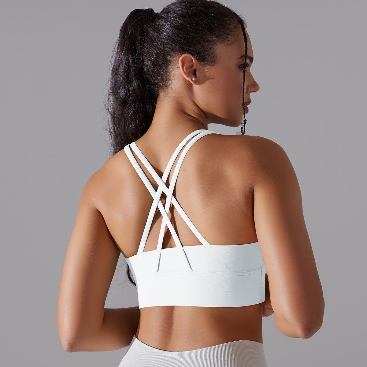 Double-Brushed Cross-Back Shockproof Sports Bra