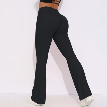 High-Waist Brushed Wide-Leg Yoga Pants – Breathable & Stretch Fit