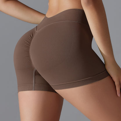 Seamless Knit V-Waist Peach Lift Yoga Shorts – 3-Inch Fit