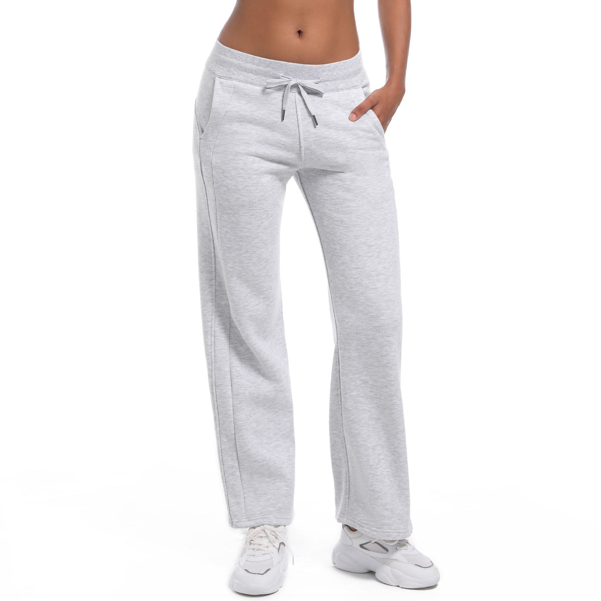 High-Waist Fleece-Lined Wide-Leg Yoga Pants – Loose Fit for Fall & Winter