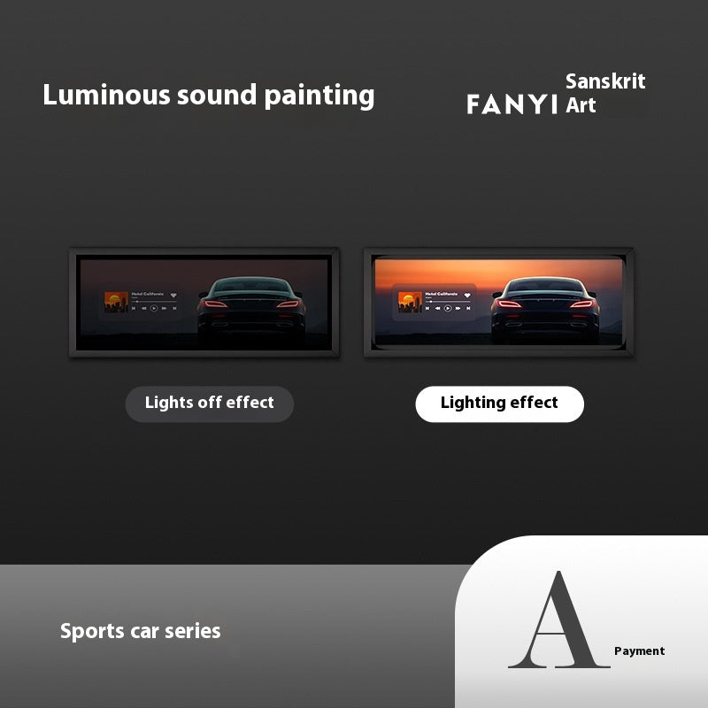 Luxury aluminum car decal lamp-led sound bar & ambient light for Office/PC desk, racing car Wall art decor