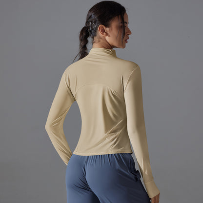 Ice Silk Cooling UV Protection Yoga Jacket – Slim Fit Summer Outerwear