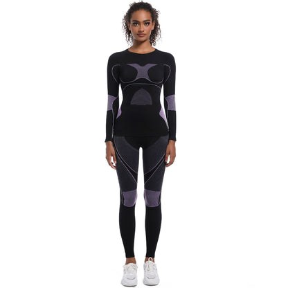 Seamless High-Stretch Long Sleeve Ski & Yoga Set for Women