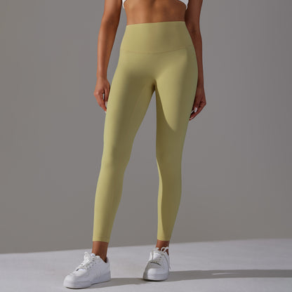 Seamless Double-Brushed Barely-There Yoga Leggings – High-Waist Peach Lift