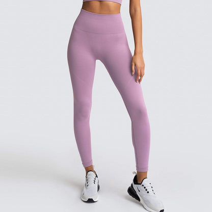 Seamless High-Waist Peach Lift Yoga Leggings – Breathable & Quick-Dry