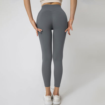 Double-Brushed Nylon High-Stretch Peach Lift Yoga Leggings – 9/10 Length