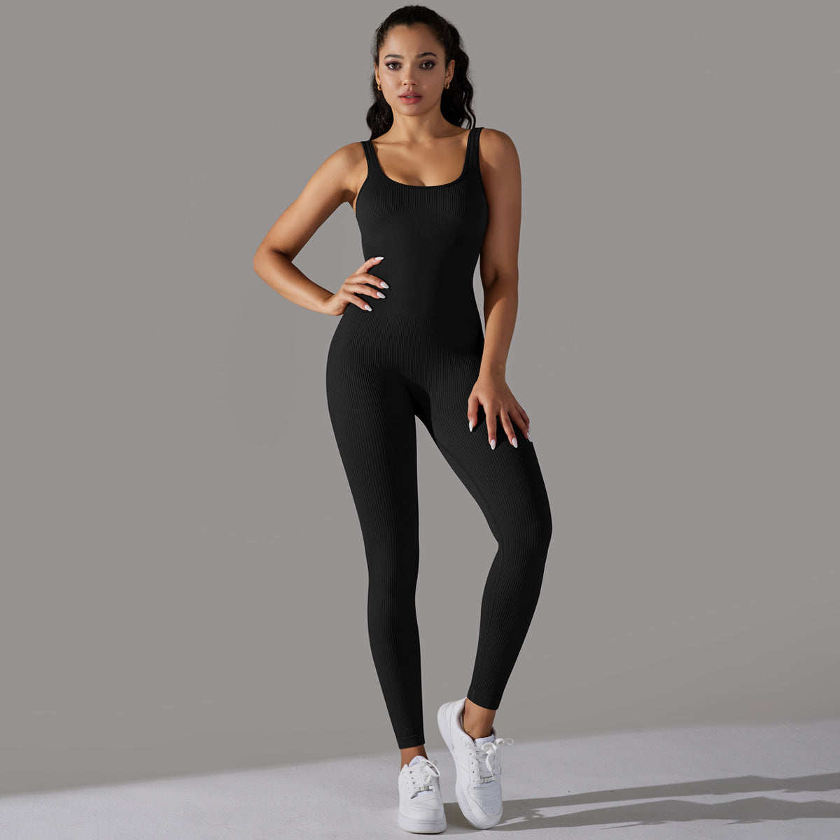 Seamless Ribbed Bodysuit – Solid Color Fitted Activewear