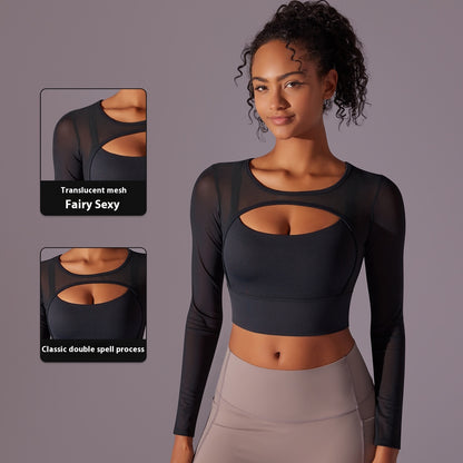 Mesh Long-Sleeve Yoga Top