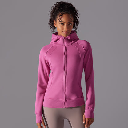 Solid Color Hooded Training Jacket – Thickened Outdoor Activewear