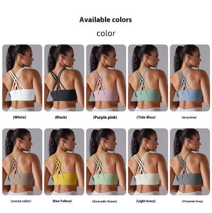 Double-Brushed Cross-Back Shockproof Sports Bra