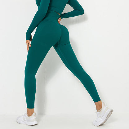 Seamless High-Waist Peach Lift Yoga Leggings – Tight Fit