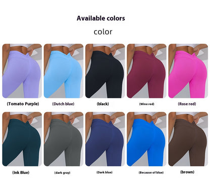 Seamless V-Waist High-Waist Peach Lift Yoga Leggings – 9/10 Length