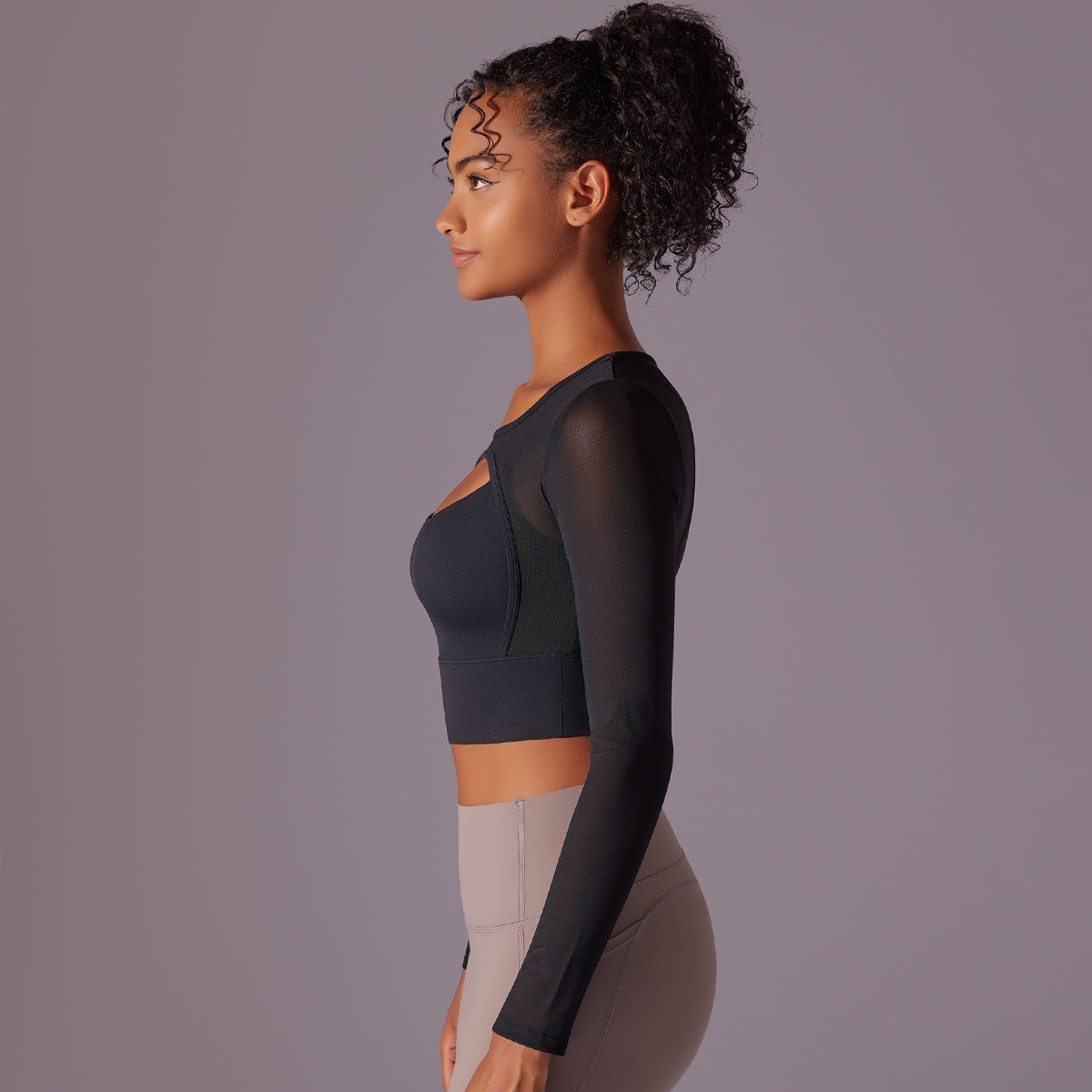 Mesh Long-Sleeve Yoga Top