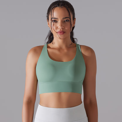 Double-Brushed Cross-Back Shockproof Sports Bra