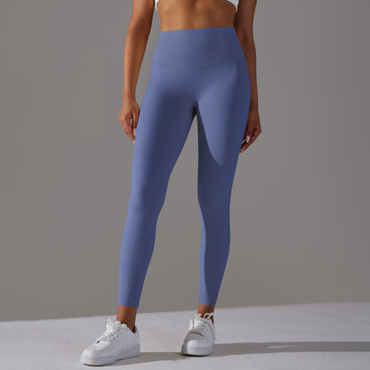 Seamless Double-Brushed Barely-There Yoga Leggings – High-Waist Peach Lift