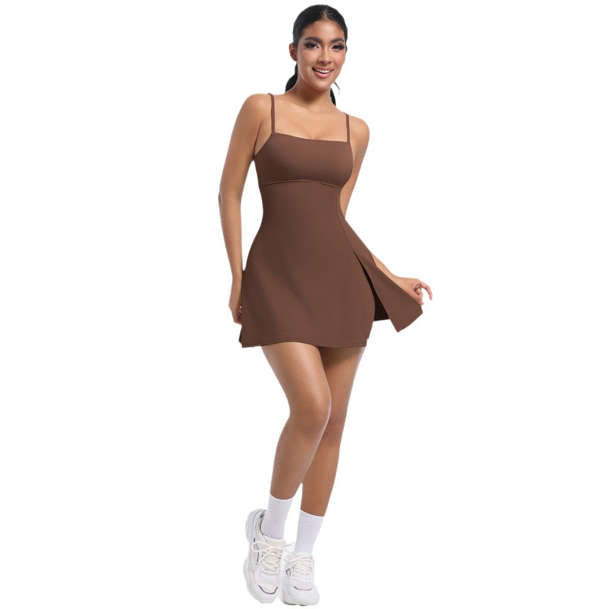 Anti-Exposure Sports Dress with Chest Padding – Breathable Activewear