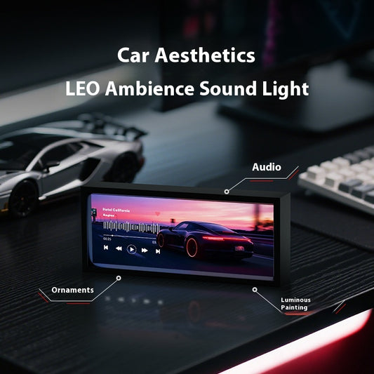 Luxury aluminum car decal lamp-led sound bar & ambient light for Office/PC desk, racing car Wall art decor