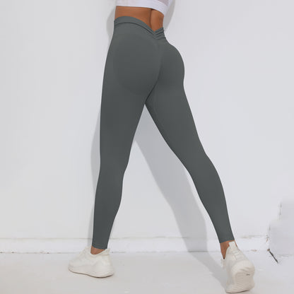 Seamless V-Waist High-Waist Peach Lift Yoga Leggings – 9/10 Length