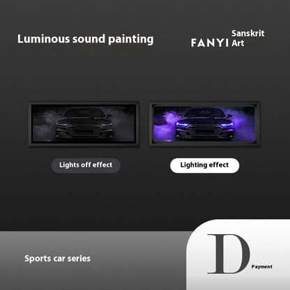 Luxury aluminum car decal lamp-led sound bar & ambient light for Office/PC desk, racing car Wall art decor