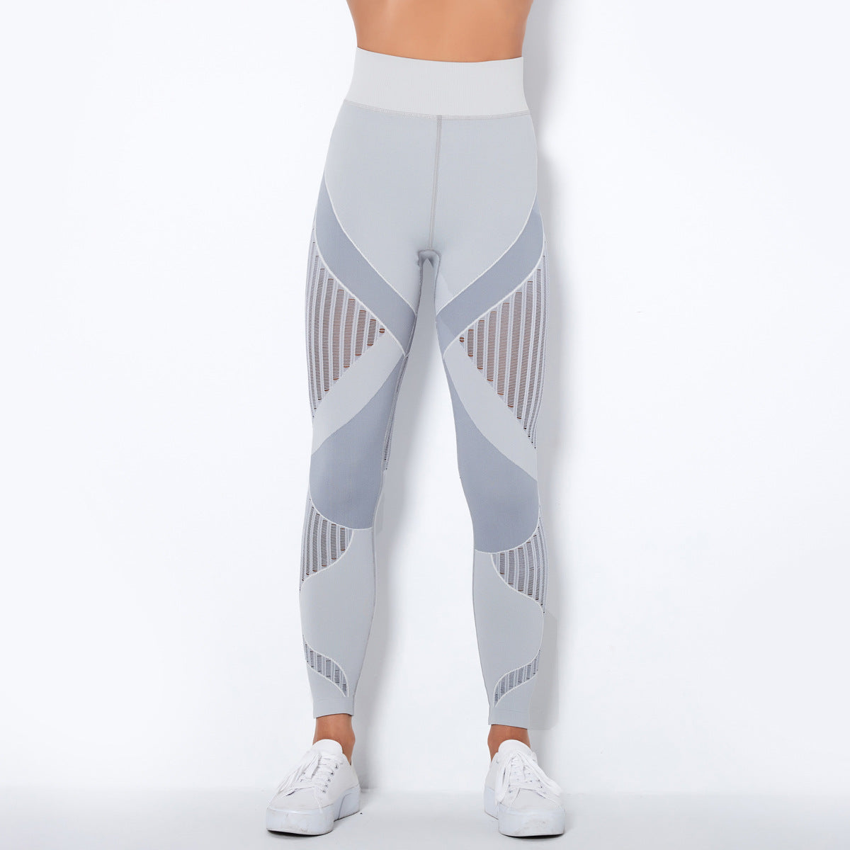 Seamless Ribbed Stripe Yoga Leggings – Moisture-Wicking & Breathable