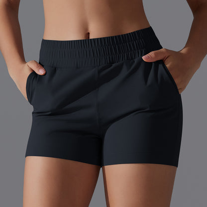 Nylon-Spandex Pocket Bike Yoga Shorts – 3-Inch Tight Fit