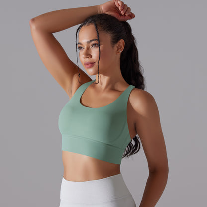 Double-Brushed Cross-Back Shockproof Sports Bra