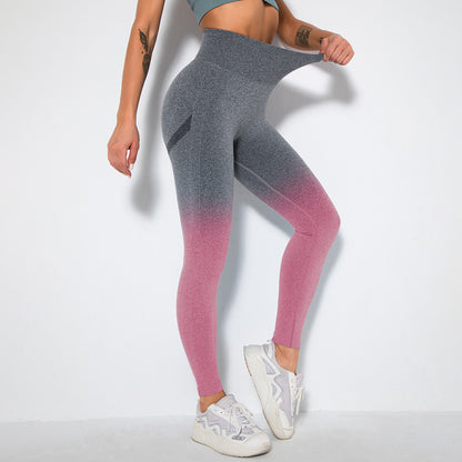 Seamless Gradient Smiley Yoga Leggings – Tight Fit & Peach Lift