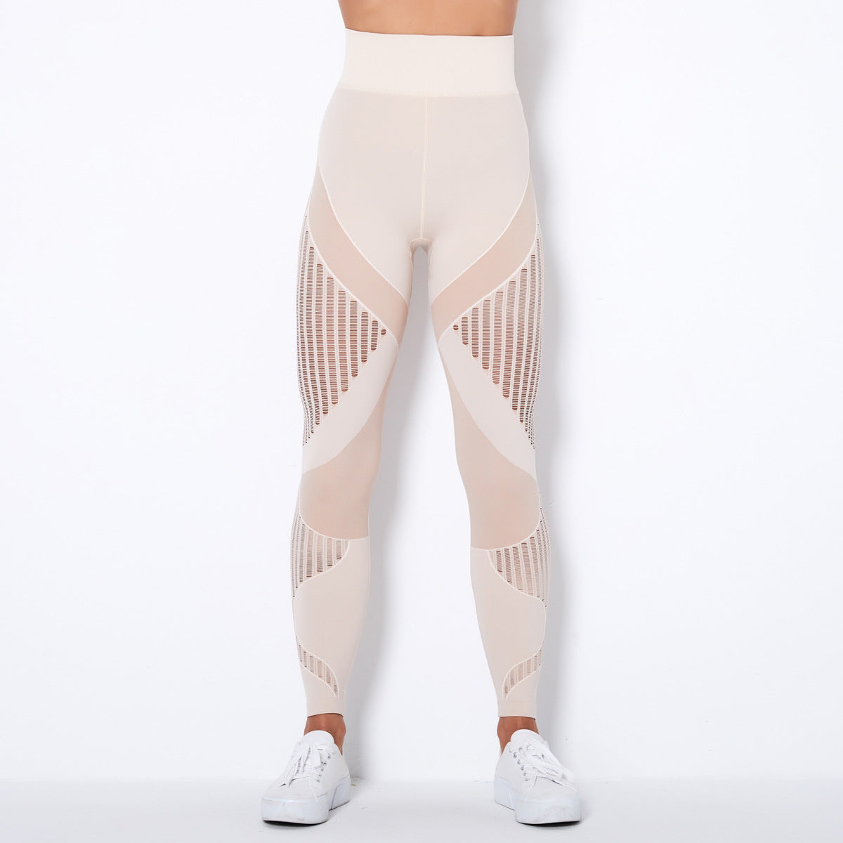 Seamless Ribbed Stripe Yoga Leggings – Moisture-Wicking & Breathable