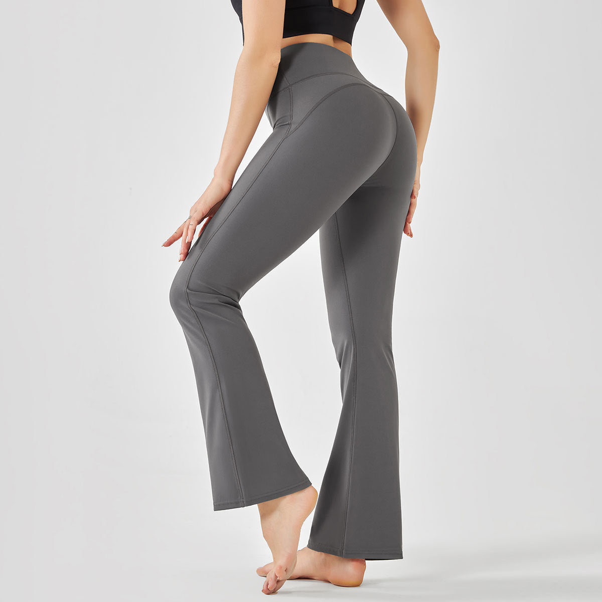 Classic Double-Sided Nylon Barely-There Flare Yoga Pants – Peach Lift Fit