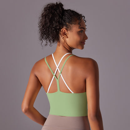 Double-Layer Cross-Back Yoga Bra