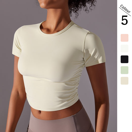 Ruched Tight-Fit Yoga Tee