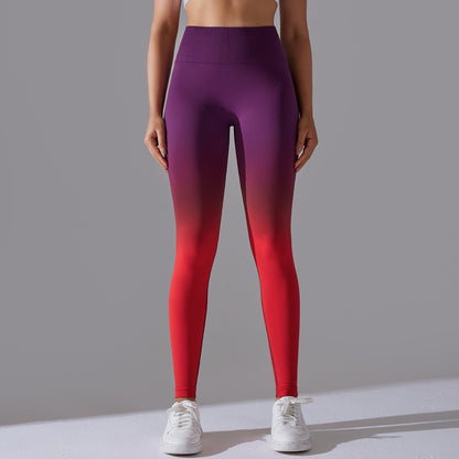 Seamless Candy Gradient High-Waist Peach Lift Yoga Leggings – Sculpting Fit