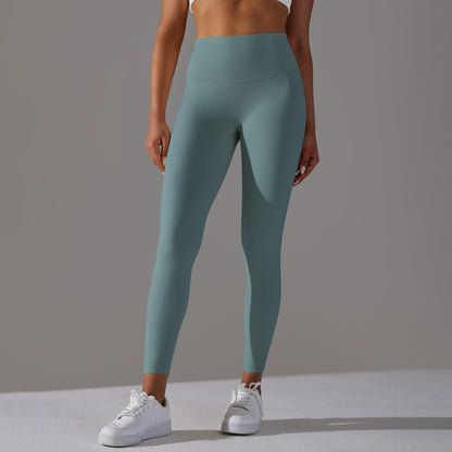 Seamless Double-Brushed Barely-There Yoga Leggings – High-Waist Peach Lift