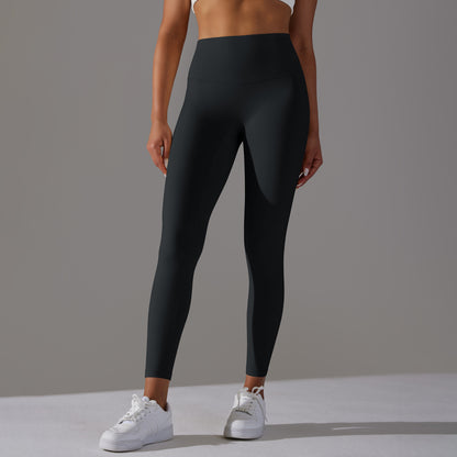 Seamless Double-Brushed Barely-There Yoga Leggings – High-Waist Peach Lift