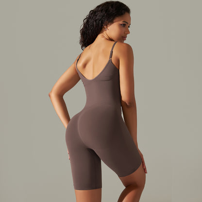 Seamless Knitted Bodysuit – High-Stretch Shaping Shorts