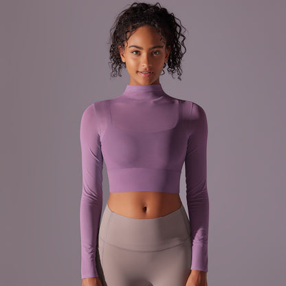 Fast-Dry Mesh Long-Sleeve Yoga Bra Top