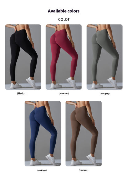 Seamless Knit V-Waist High-Stretch Yoga Leggings – Peach Lift Fit