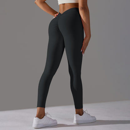 Brushed V-Waist Ruched Peach Lift Yoga Leggings – 9/10 Length