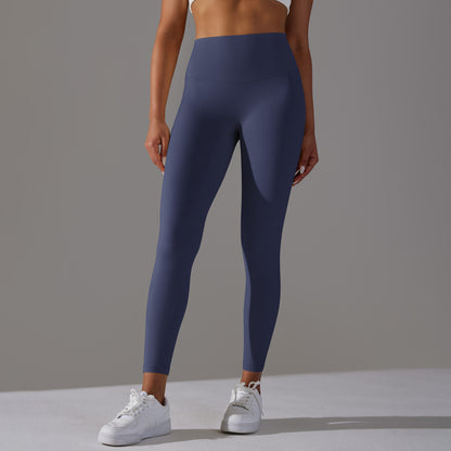 Seamless Double-Brushed Barely-There Yoga Leggings – High-Waist Peach Lift