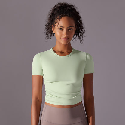 Ruched Tight-Fit Yoga Tee