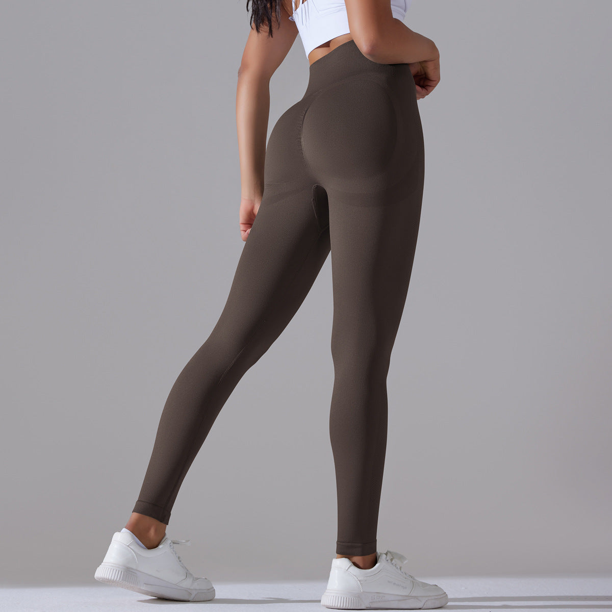 Seamless Knit High-Waist Peach Lift Yoga Leggings – Tight Fit