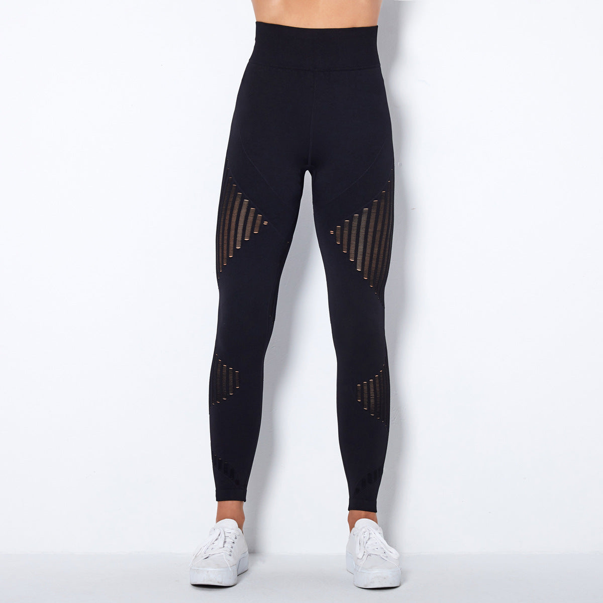 Seamless Ribbed Stripe Yoga Leggings – Moisture-Wicking & Breathable