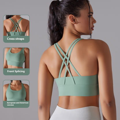 Double-Brushed Cross-Back Shockproof Sports Bra