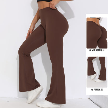 Brushed V-Waist High-Waist Wide-Leg Yoga Pants – 9/10 Length