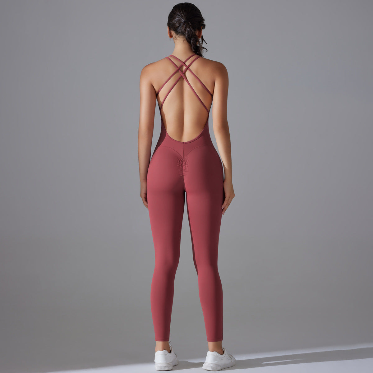 Cross-Back Peach-Lift Quick-Dry Yoga Bodysuit